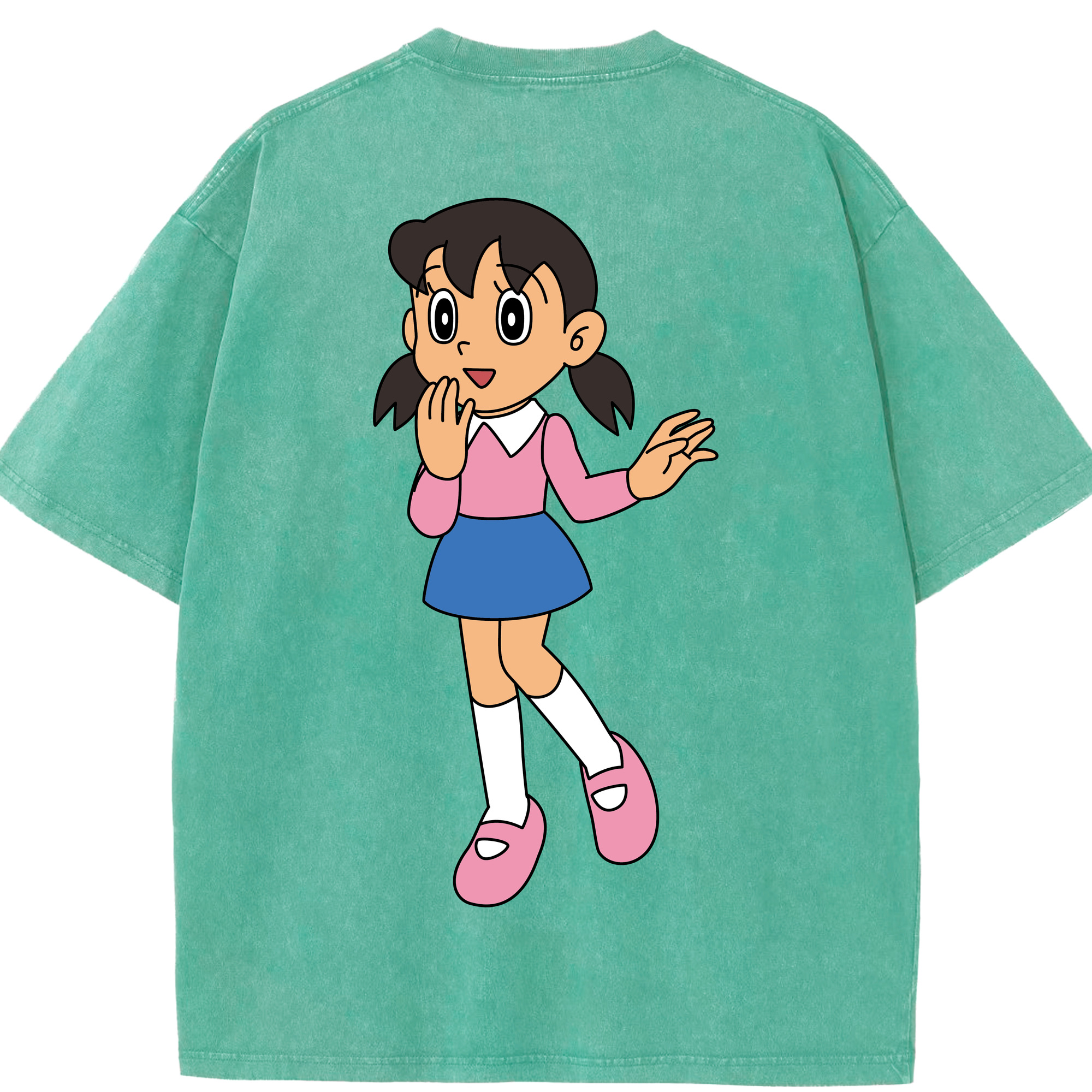 （画像用） ドラえもん みなもと しずか Doraemon Shizuka Minamoto 綿100% ヴィンテージ風 半袖Tシャツ（背面プリント）